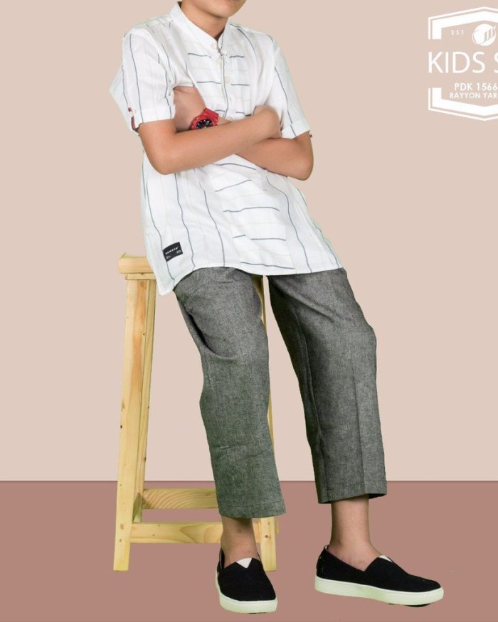 SAMASE 1566-02 KIDS SET PUTIH LIST HITAM KUNING