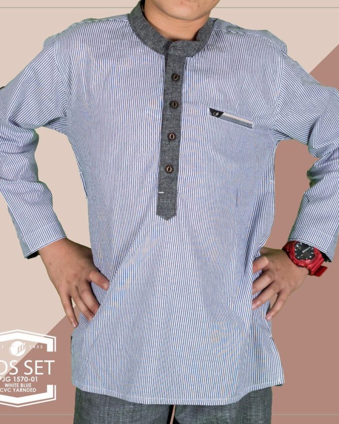 SAMASE 1570-01 KIDS SET GARIS PUTIH ABU LIST ABU