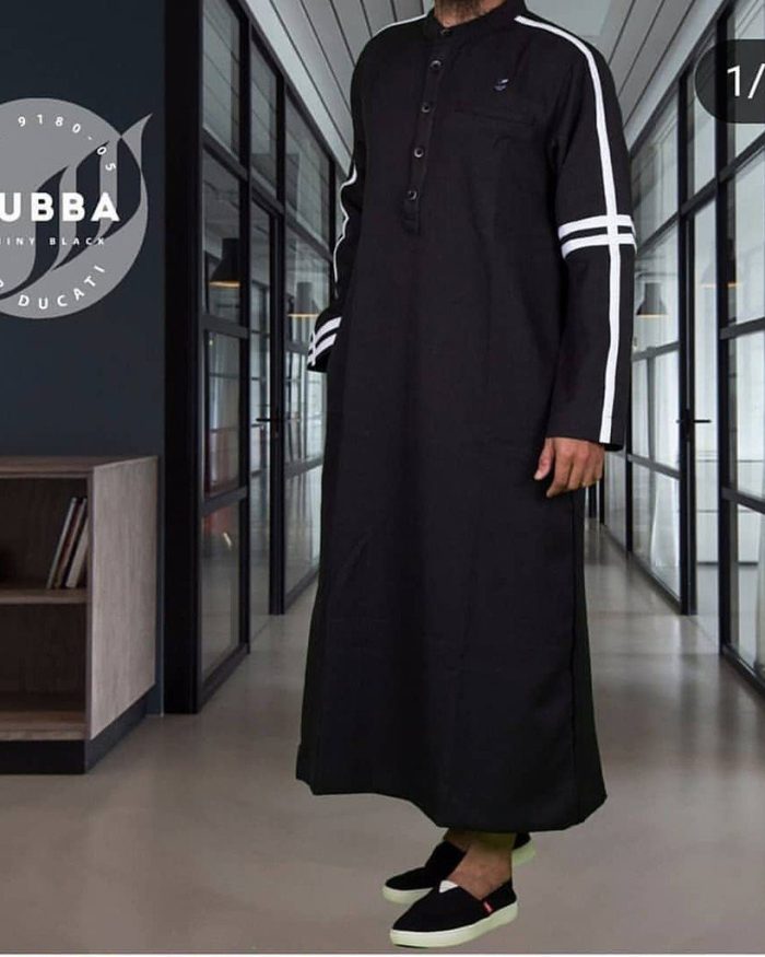 SAMASE 9180-05 JUBAH BIASA HITAM LIST PUTIH