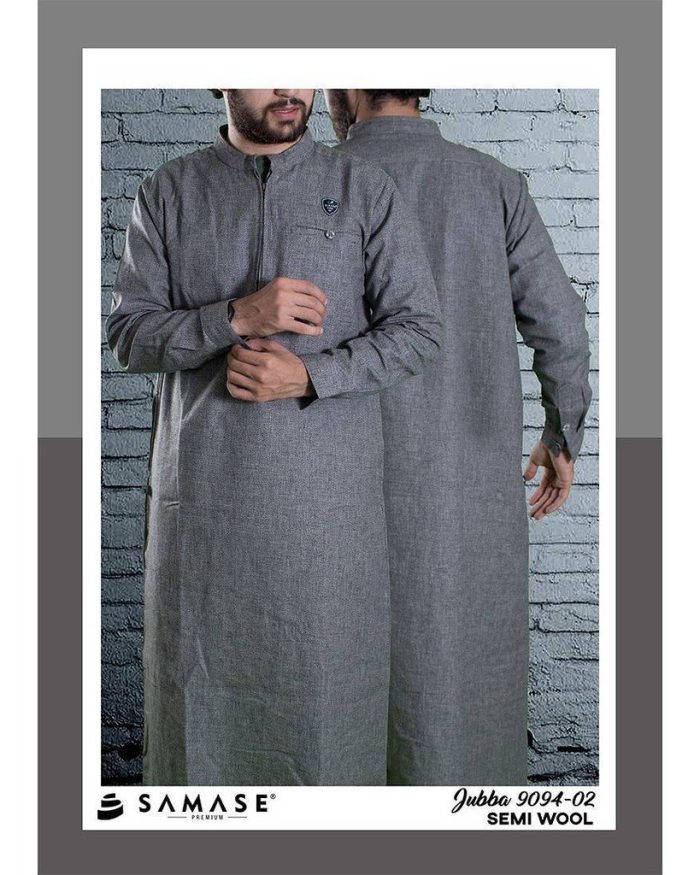 SAMASE 9094-02 JUBAH PREMIUM ABU BINTIK HITAM PUTIH