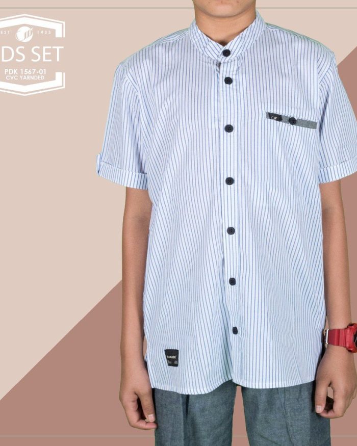 SAMASE 1567-01 KIDS SET PUTIH GARIS BIRU