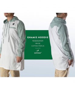 SAMASE 9232-02 GHAMIS HODDIE PJG PUTIH LIST SALUR HIJAU PUTIH
