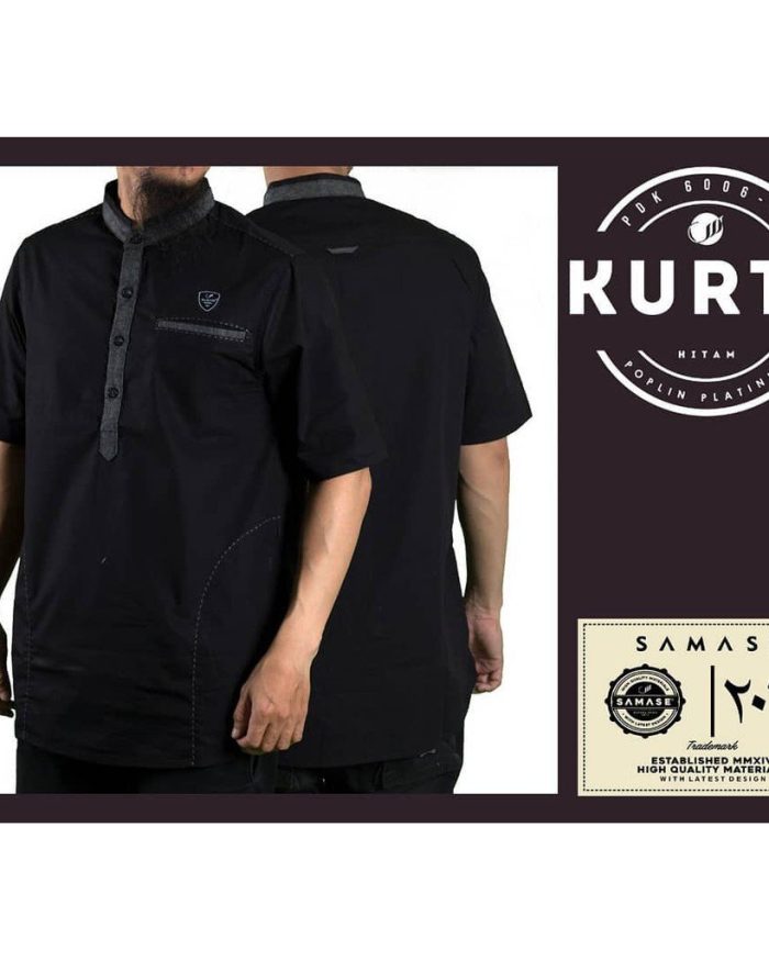 SAMASE 6006-01 KURTA PDK HITAM LIST ABU TUA