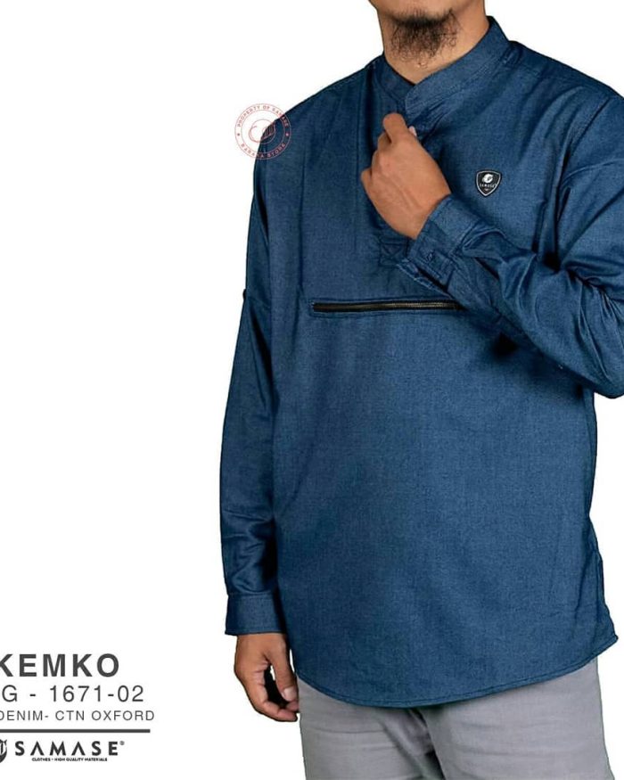 Kemeja Koko Lengan Panjang Blue Denim