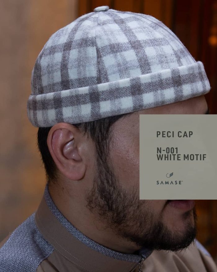 Peci Cap Miki Hat N001 White Motif