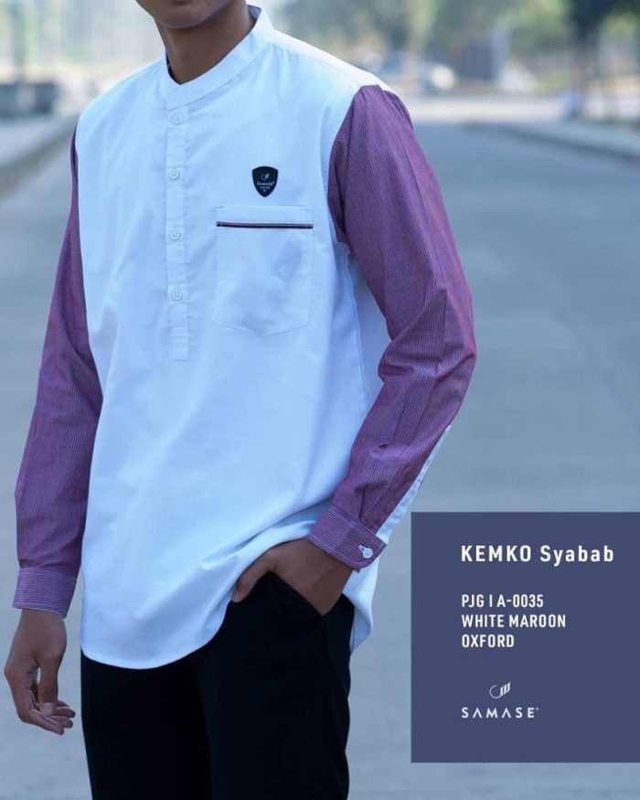 Kemko Syabab ( Remaja ) a0035 White Maroon Oxford