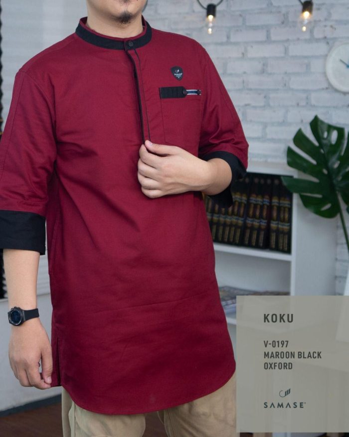 Koku 3/4 v0197 Maroon Black Oxford