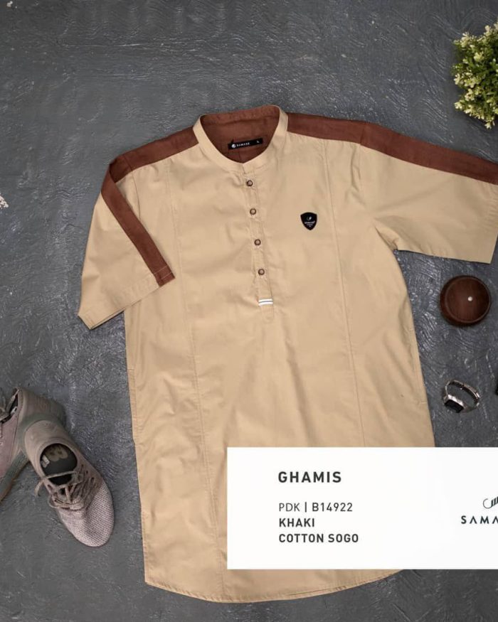 Ghamis / Gamis Pendek b14922 Khaki Cotton Sogo