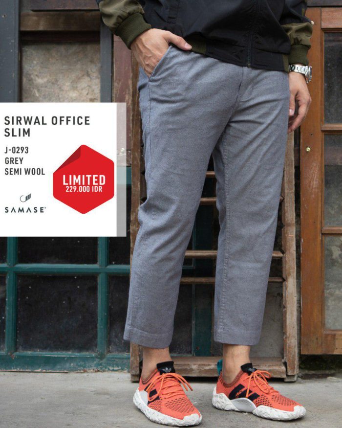Sirwal Office Slim ( Ice Washed ) j0293 Grey Semi Wool