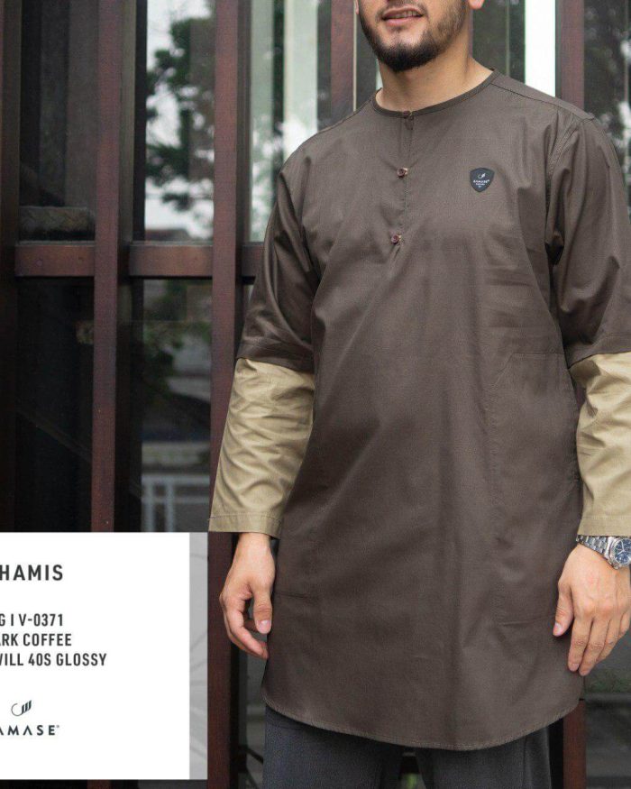 ghamis-panjang-twill-40s-glossy-dark-coffee