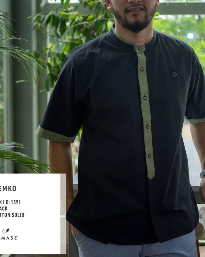 kemko-pendek-b1591-black-cotton-solid