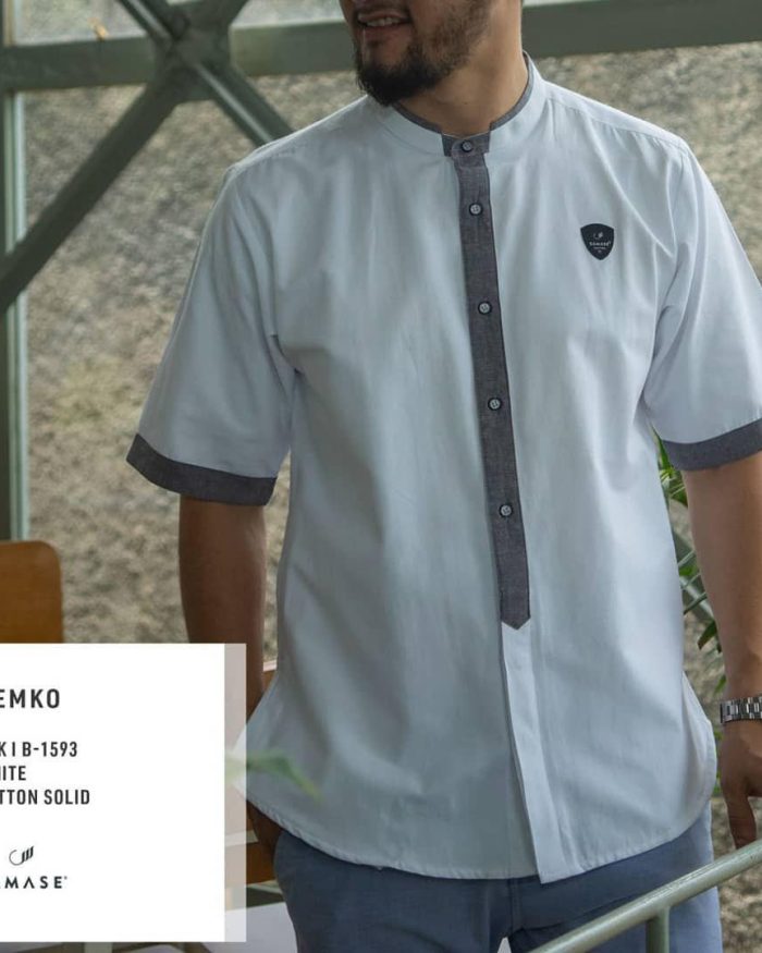 kemko-pendek-b1593-white-cotton-solid