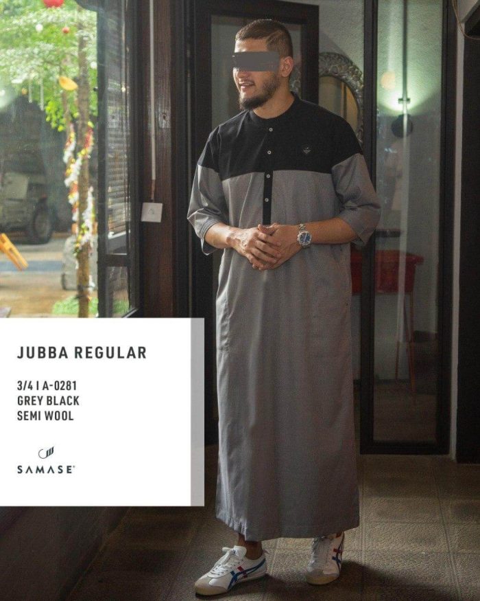 jubah-samase-reguler-jubba-reguler-3-4-grey-black-semi-wool