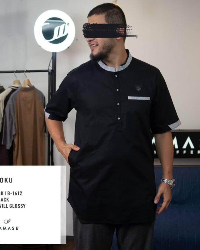 koku-pendek-b1612-black-twill-glossy