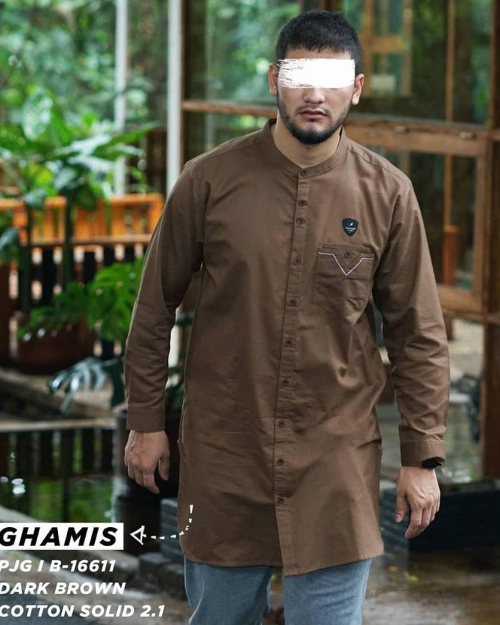 Ghamis Panjang b16611 Dark Brown Cotton Solid 2.1