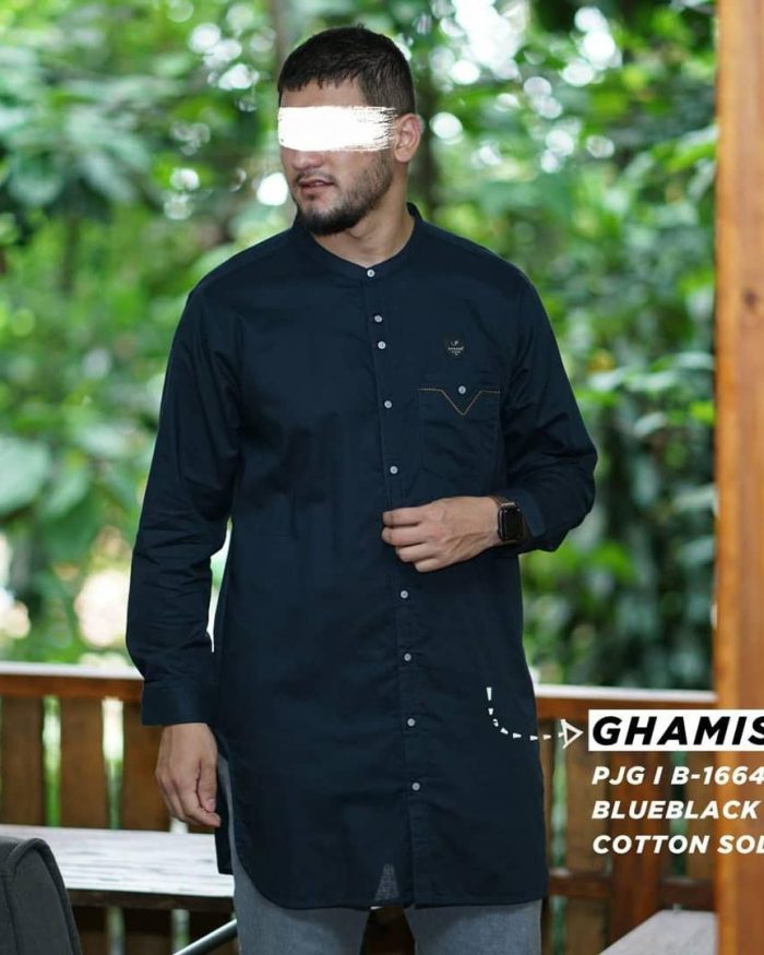 Ghamis Panjang b16641 Blue Black Cotton Solid