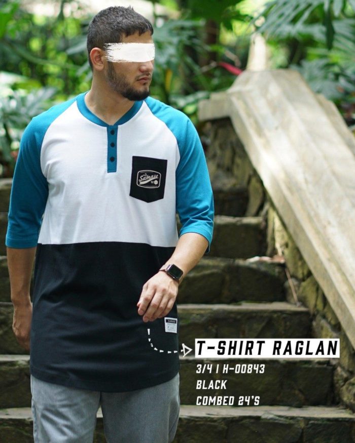 Tshirt 3/4 h00843 Black Combed 24's