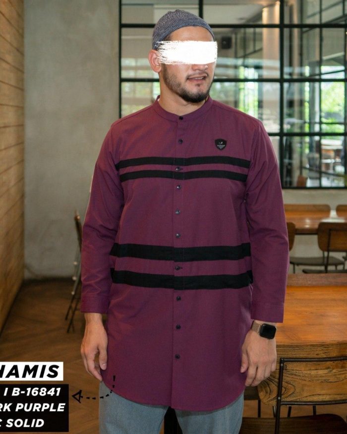 Ghamis Panjang b16841 Dark Purple CVC Solid