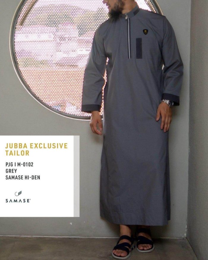 Jubba Tailor Exclusive Panjang m0102 Grey Samase Hi-Den