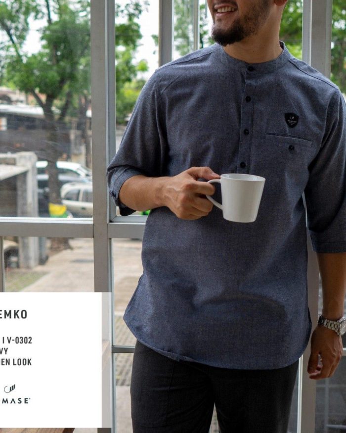 Kemko 3/4 V0302 Navy Linen Look