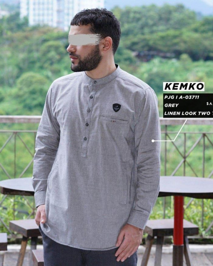 Kemko Panjang a02711 Grey Linen Look Two Tone