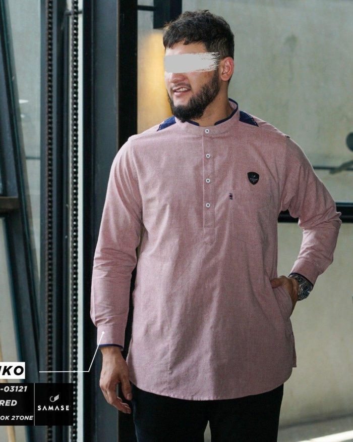 Kemko Panjang A03121 Light Red Linen Look Two Tone