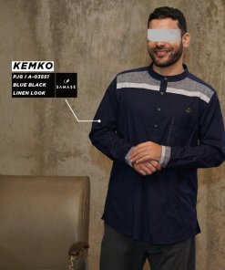 Kemko Panjang a03551 Blueblack Linen Look