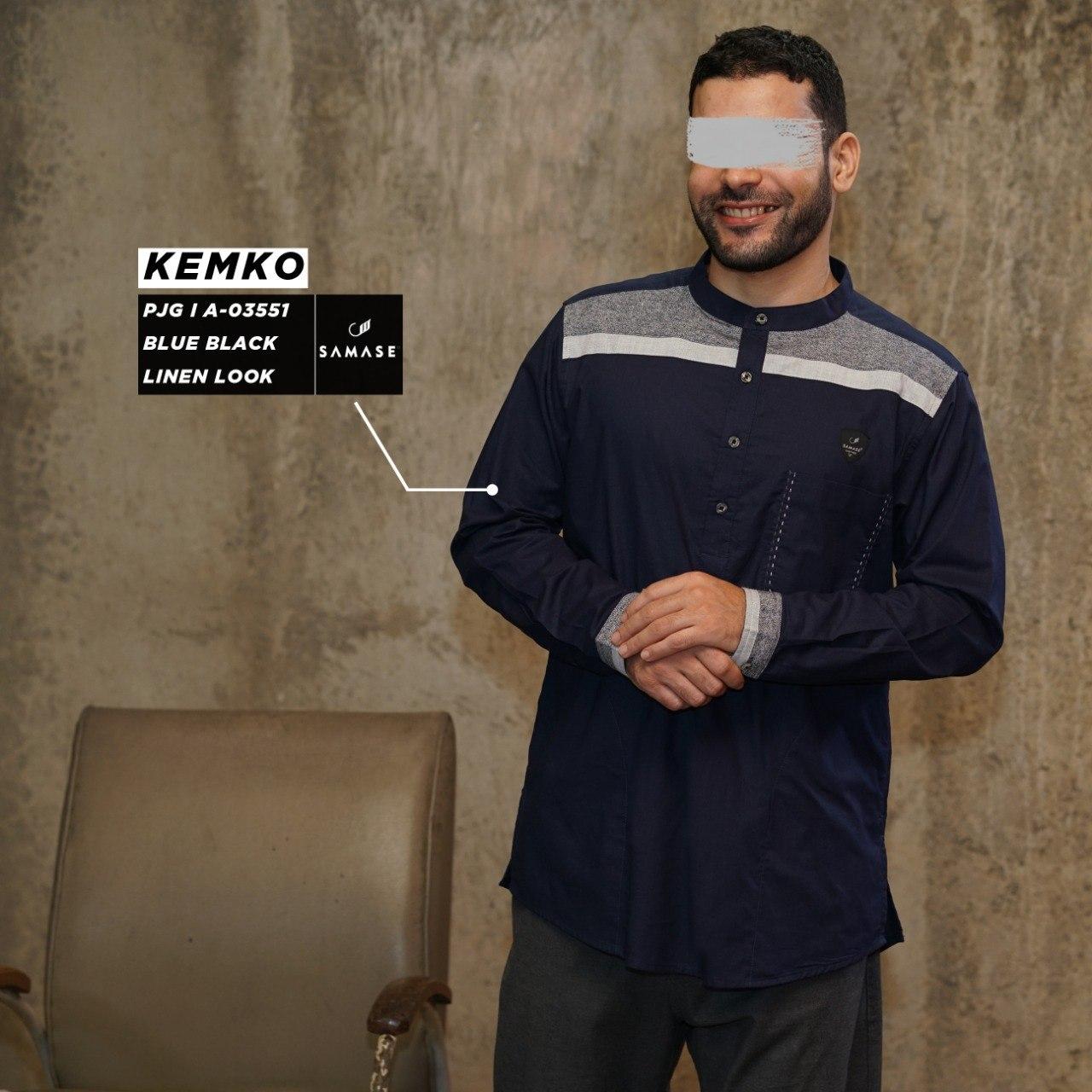 Kemko Panjang a03551 Blueblack Linen Look