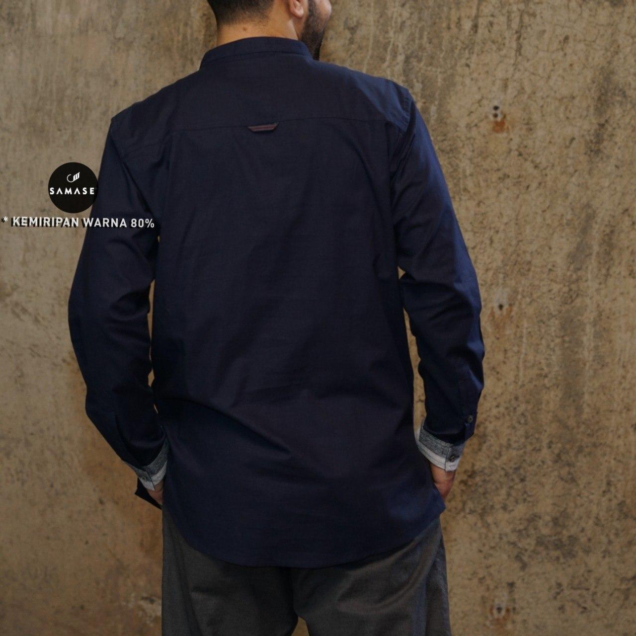 Kemko Panjang a03551 Blueblack Linen Look - Gambar 3