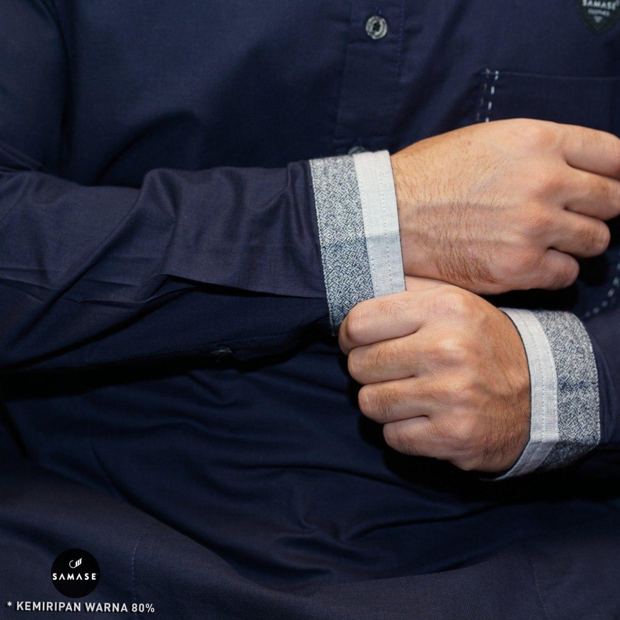 Kemko Panjang a03551 Blueblack Linen Look - Gambar 5