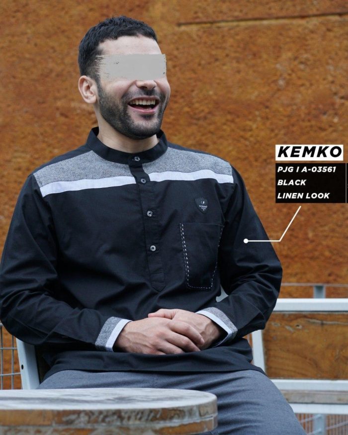Kemko Panjang a03561 Black Linen Look