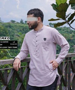 Kemko Panjang a03721 Peach Linen Look Two Tone