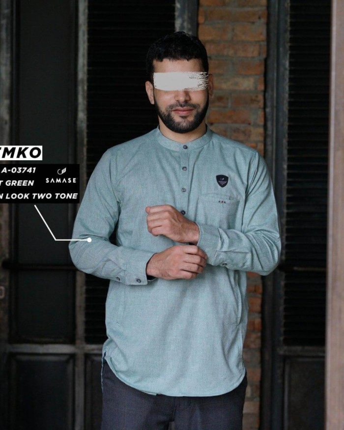 Kemko Panjang a03741 Light Green Linen Look Two Tone