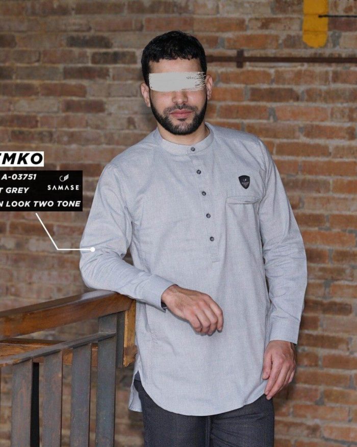 Kemko Panjang a03751 Light Grey Linen Look Two Tone