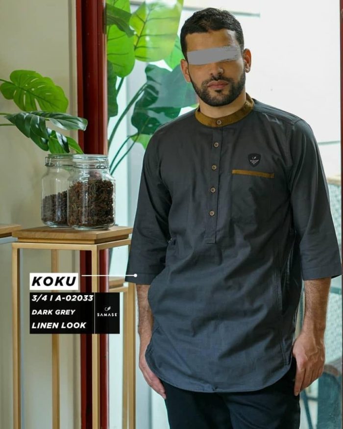 Koku 3/4 a02033 Dark Grey Linen Look