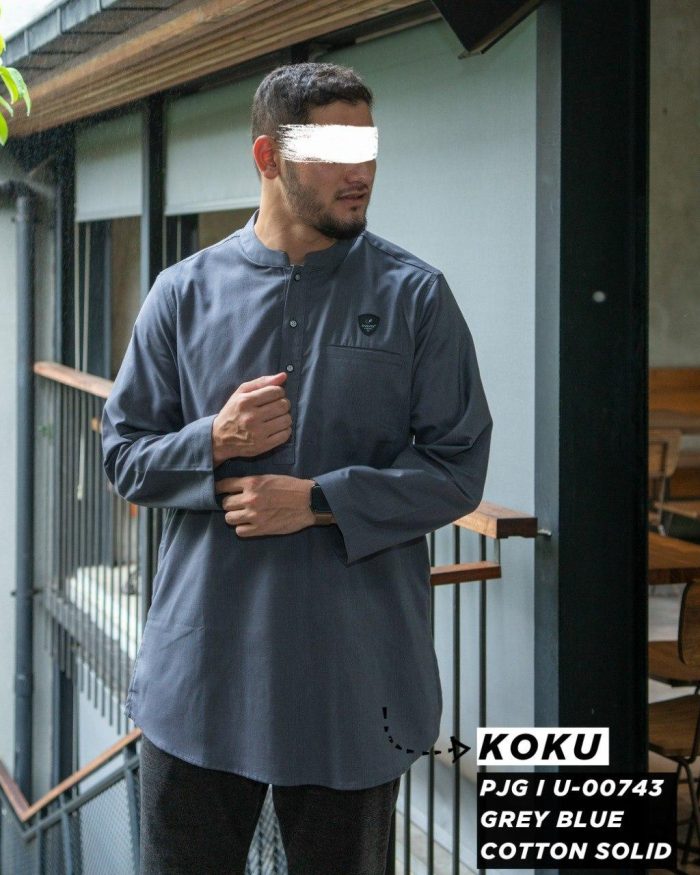 Koku Panjang u00743 Grey Blue 3 Cotton Solid