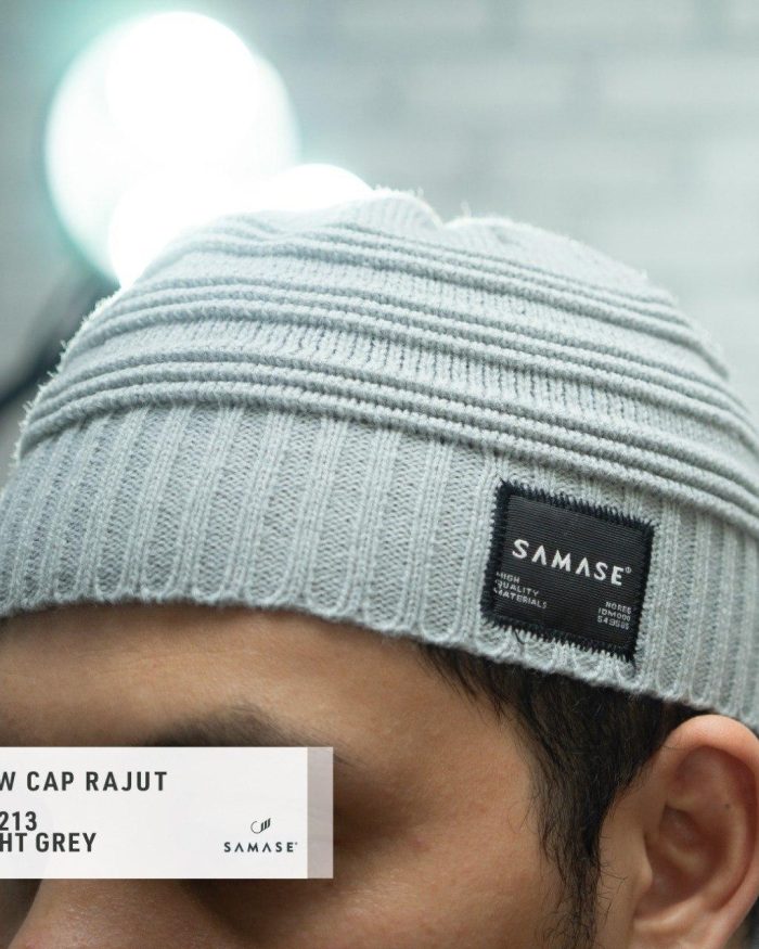 Peci Rajut Samase - New Cap Rajut t0213 Light Grey