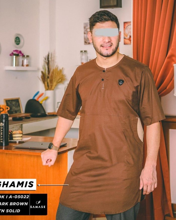 Ghamis Pendek a05022 Dark Brown Cotton Solid