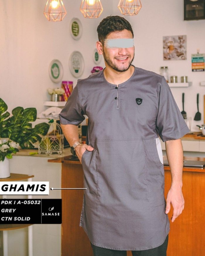 Ghamis Pendek a05032 Grey Cotton Solid