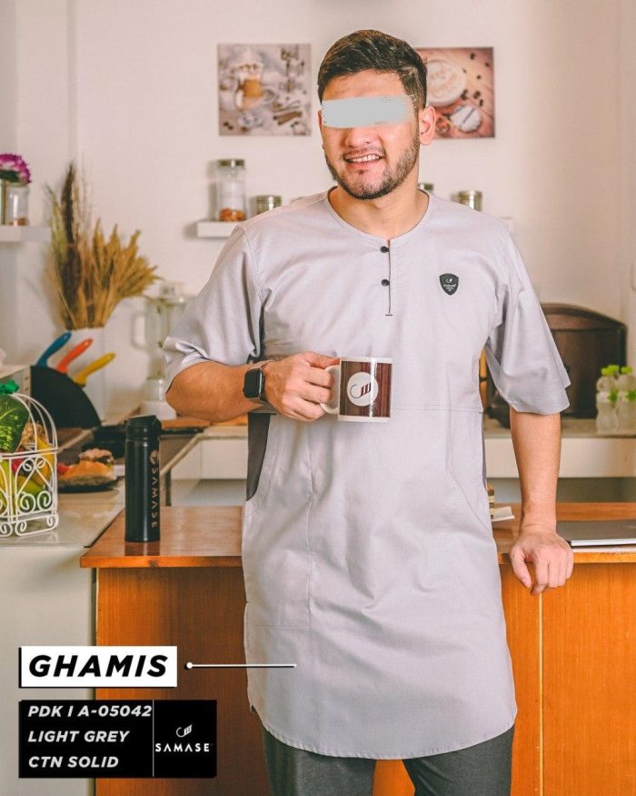 Ghamis Pendek a05042 Light Grey Cotton Solid