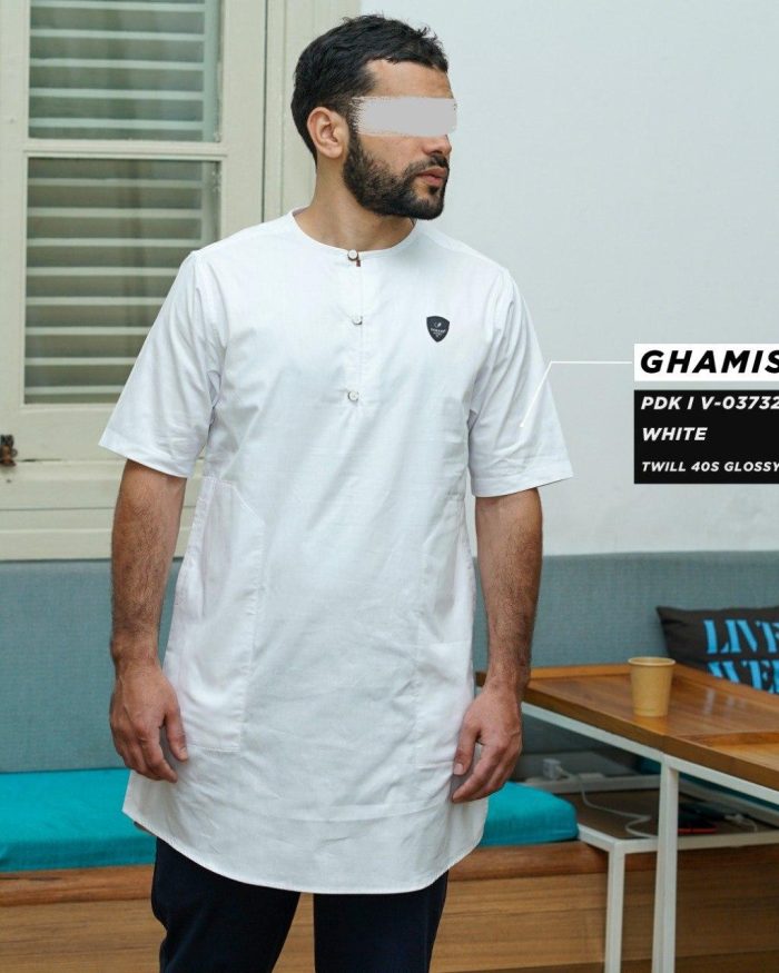 Ghamis Pendek v03732 White Twill 40s Glossy