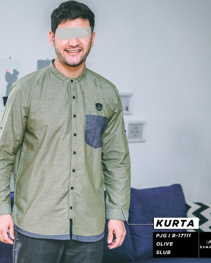 Kurta Panjang 17111 Olive Slub