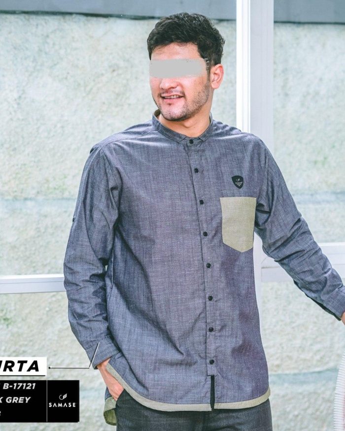 Kurta Panjang 17121 Dark Grey Slub