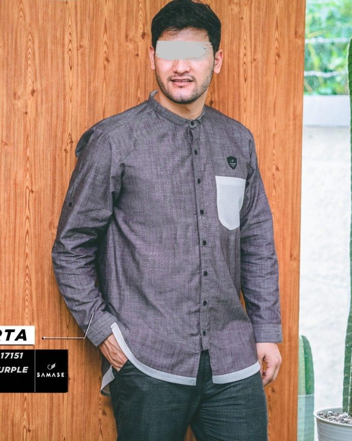 Kurta Panjang 17151 Grey Purple Slub