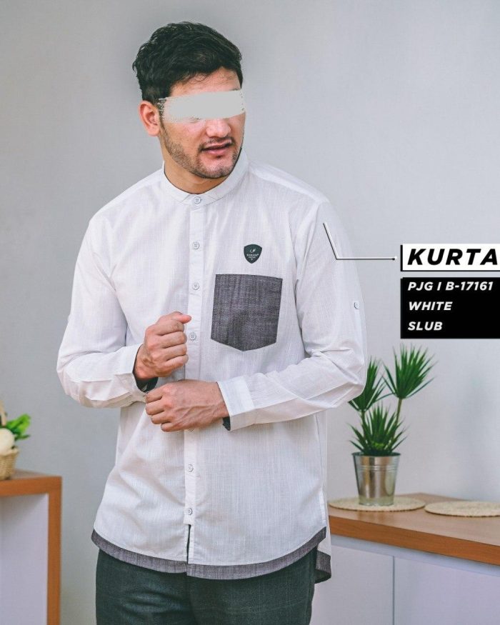 Kurta Panjang 17161 White Slub