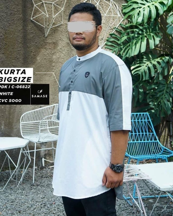 Kurta Pendek Big Size c06822 White CVC Sogo