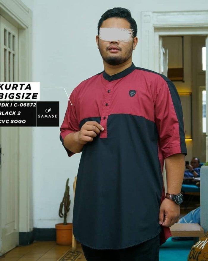Kurta Pendek Big Size c06872 Black 2 CVC Sogo