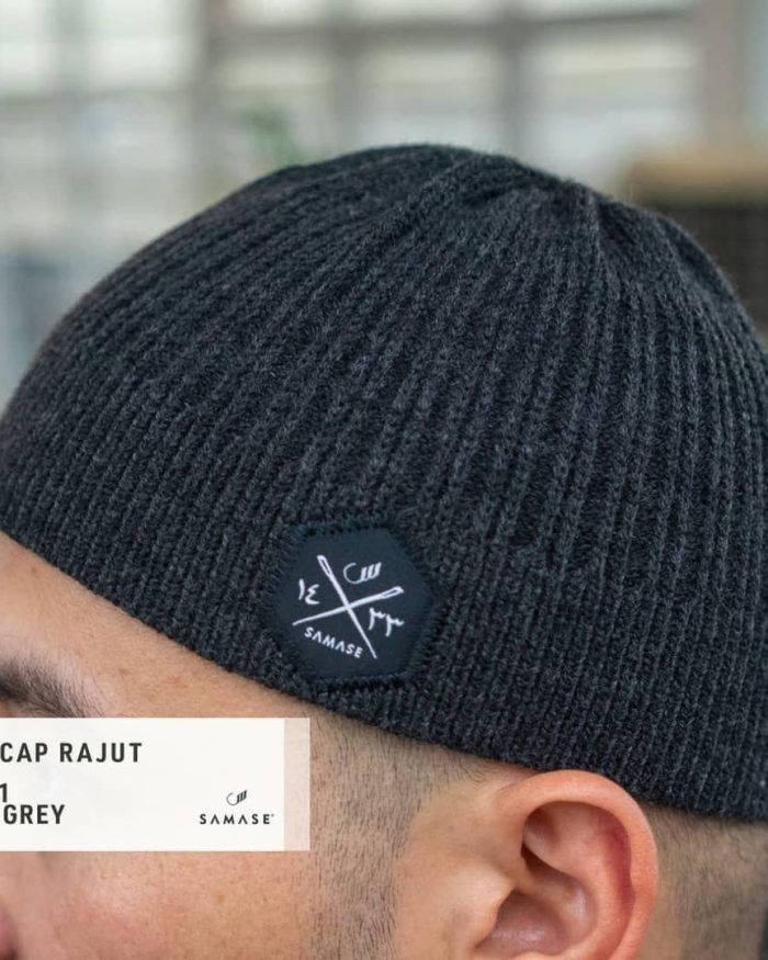 Peci Rajut Samase - New Cap Rajut t0221 Dark Grey