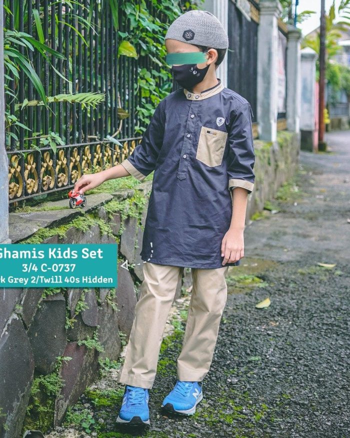 Ghamis Kids Set 3/4 C0737 Dark Grey 2 Twill 40s Hidden