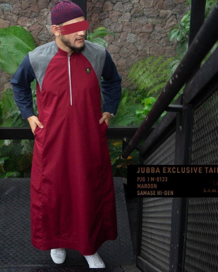 Jubba Tailor Exclusive Panjang m0123 Maroon Samase hi-den